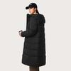 Li Ning Sports Trend Series Solid Color Cold Resistant Warm Outdoor Long Down Jacket Women Outerwear Black AYMU044-3