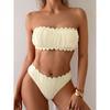 Solid Bikinis Sets Woman Ribbed Sexy Swimsuit Women Thong Textured Swimwear Beach Lace-up Holiday Bikini