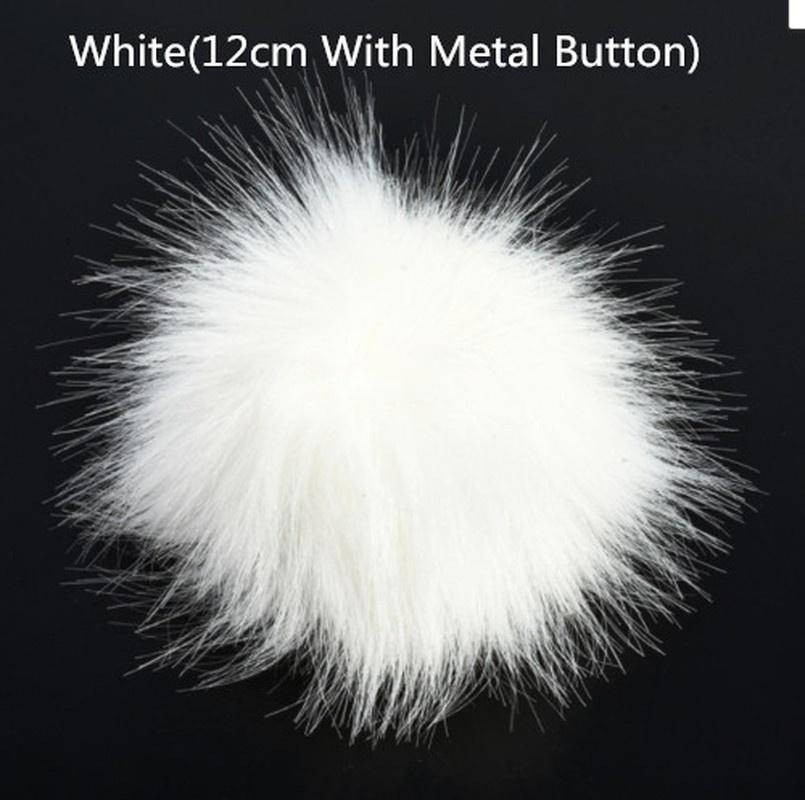 1PC DIY Women Large Faux Raccoon Fur Pom Pom Ball with Press Button For Knitting Hat