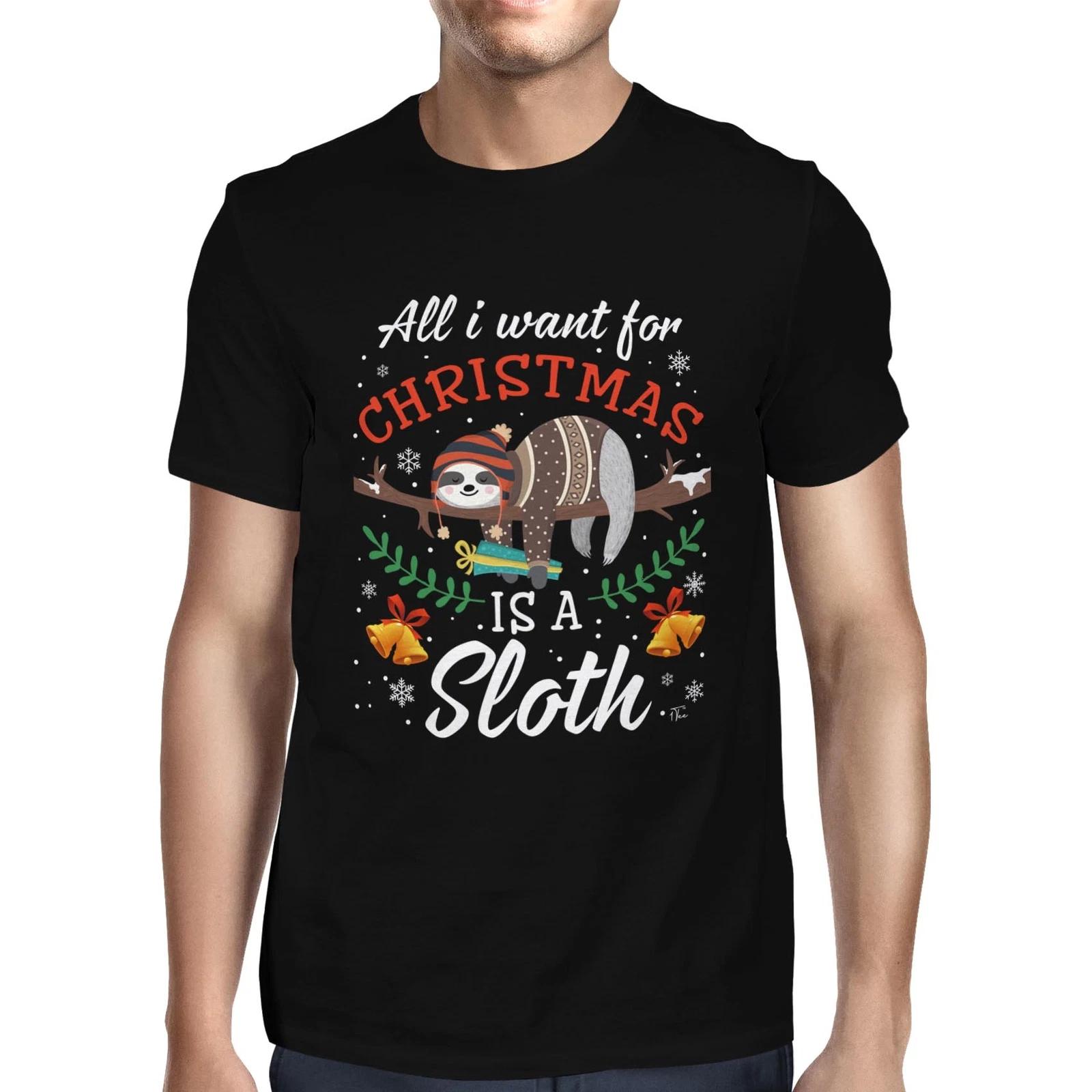 1Tee Mens All I Want for Christmas is a Sloth T-Shirt XL