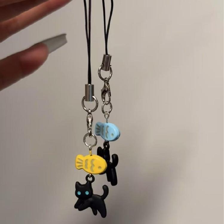 Fahshionable Lovely Cats Beaded Handcraft Elegant Phone Strap and Keychain Charm Portable Gifts for Trendy Ladies