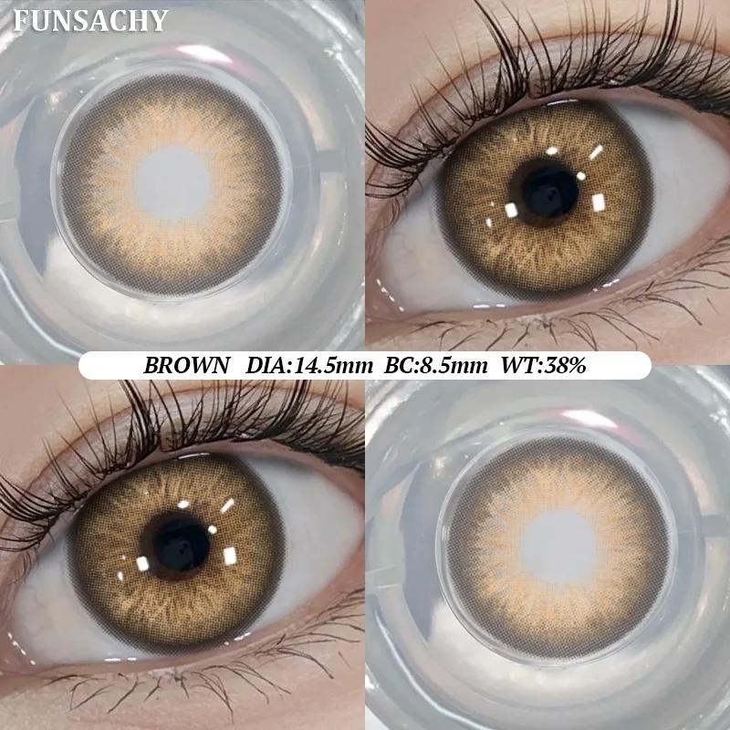 FUNSACHY Color Contacts 1Pair Natural Brown Korean Big Eye Contact Lenses for Eyes Beauty Gray Pupils Colored Soft Lens Yearly