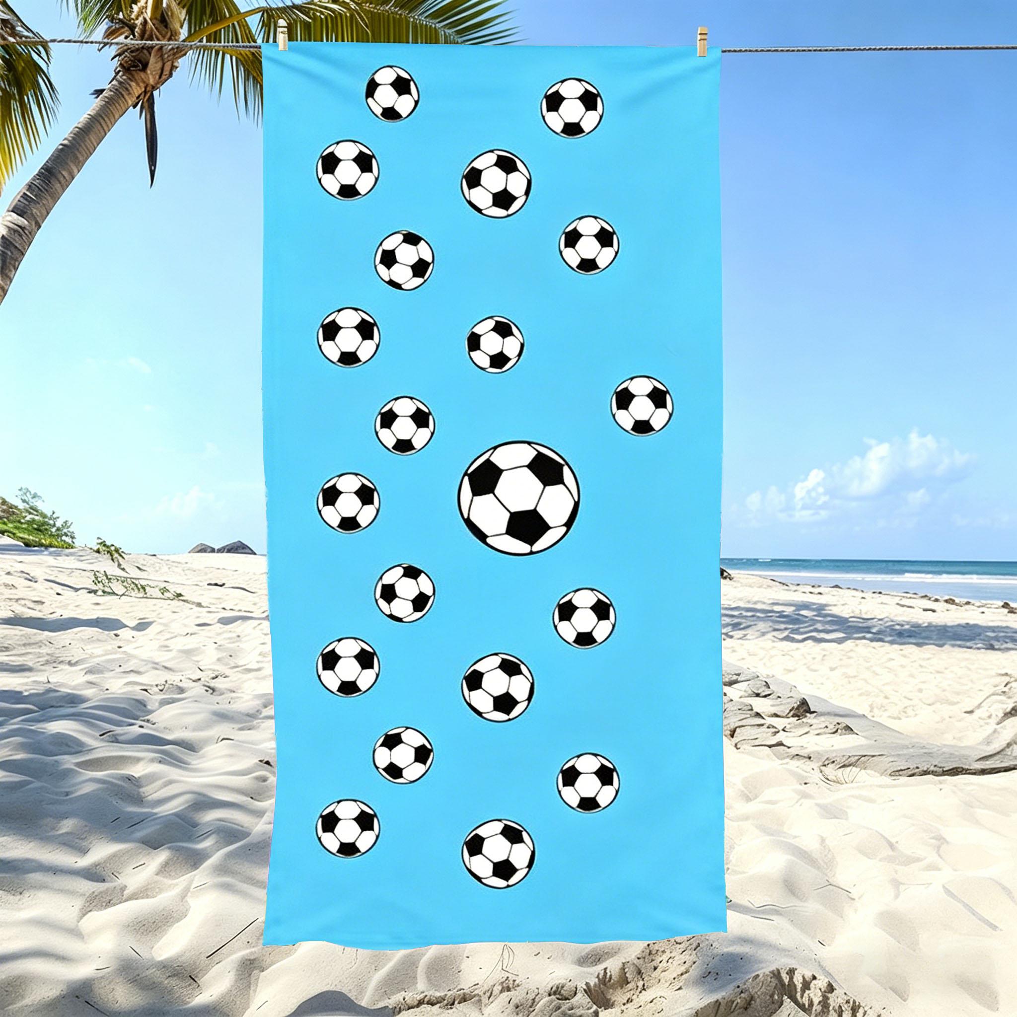 Blue Football Printed Beach Towel Microfiber Absorbent Quick Dry Soft Breathable Multifunctional Beach And Bathroom Accessories 40X60CM