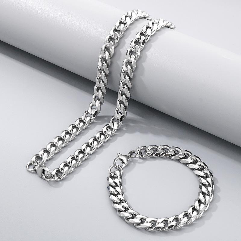 Halskette aus Titanstahl mit dicker Hip-Hop-Kette, Edelstahl sechsseitig geschliffene Kette mit Kettenschmuck