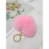 MAIA Rabbit Fur Heart Keychain & Charm - Pink