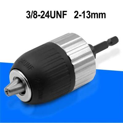 Schlüsselloser selbstsichernder Bohrfutteradapter 2-13mm 3/8-24UNF Sechskantschaft Schnellverschluss Schlagbohrfest Elektrobohrmaschine Bohrfutter Schrauber Werkzeuge
