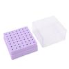 49 Holes Nail Drill Bits Holder Nail Polish Head Storage Box with Clear Dust Lid for Salon Home Purple