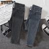 Women's Elastic Jeans High Waisted Double Button Tight Pants Spring and Autumn Winter Slim Fit Jeans