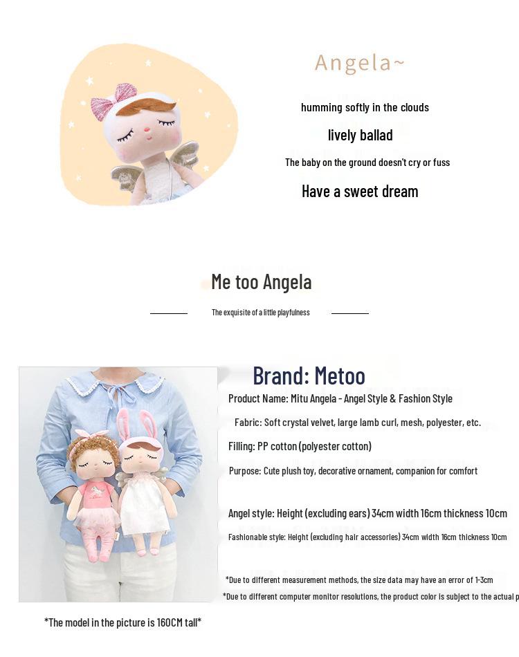 Mitu Angel Fashion Plush Doll - Rag Doll Toy for Girls
