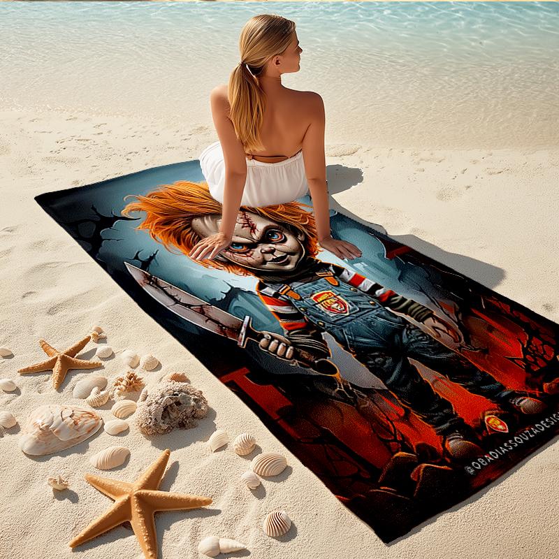 1Pc Horror Doll Knife Beach Towel Quick Dry Multiuse For Beach Pool Gym Yoga Home Travel Christmas Halloween Xmas Gift L114