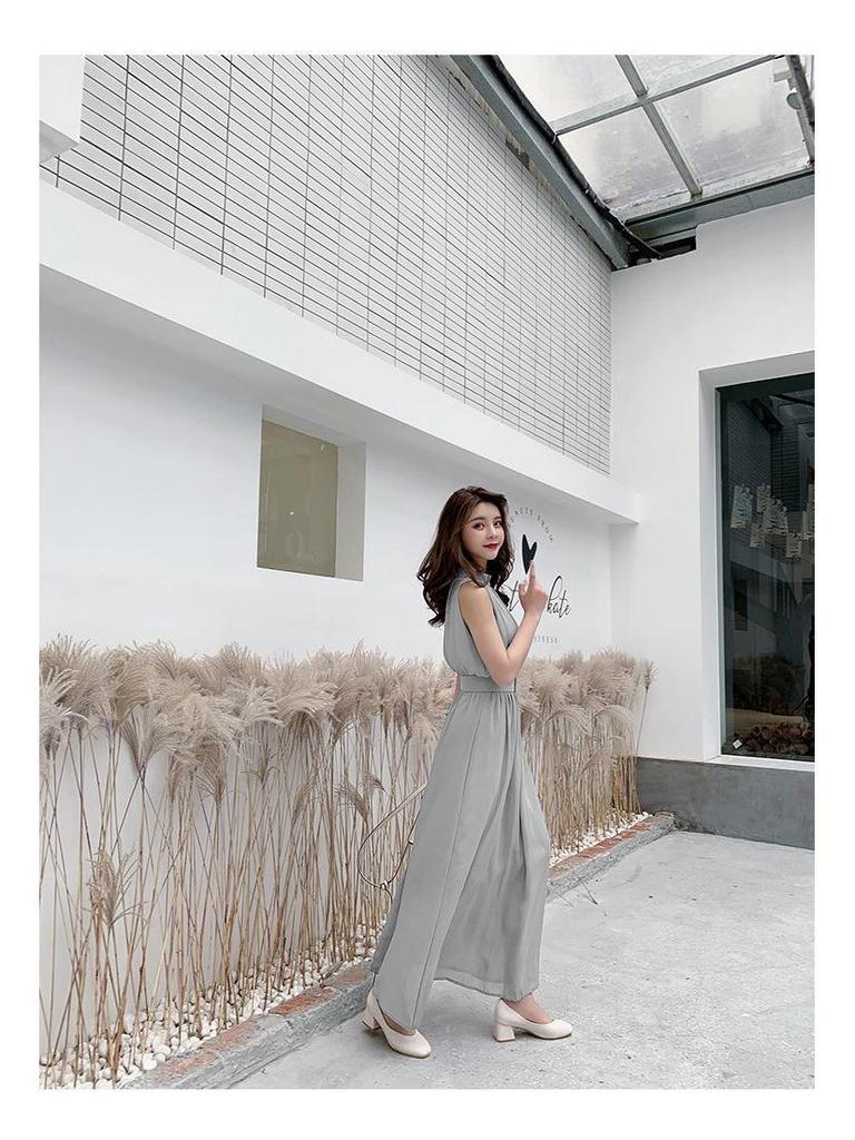 Women's Slimming Chiffon Sleeveless Dress - 2025 Korean Style Summer Beach Skirt