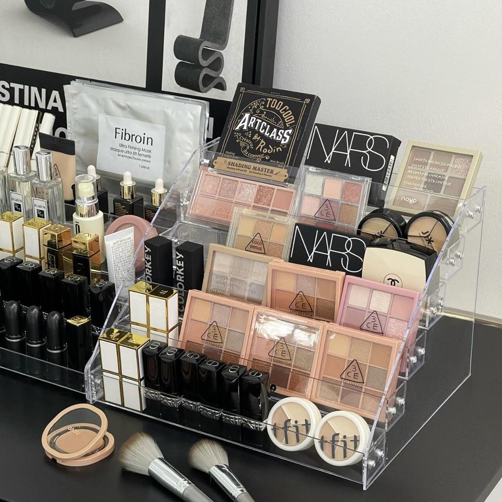 Transparent Multi-Layer Cosmetic Organizer for Nail Polish and Eyeshadow Palettes