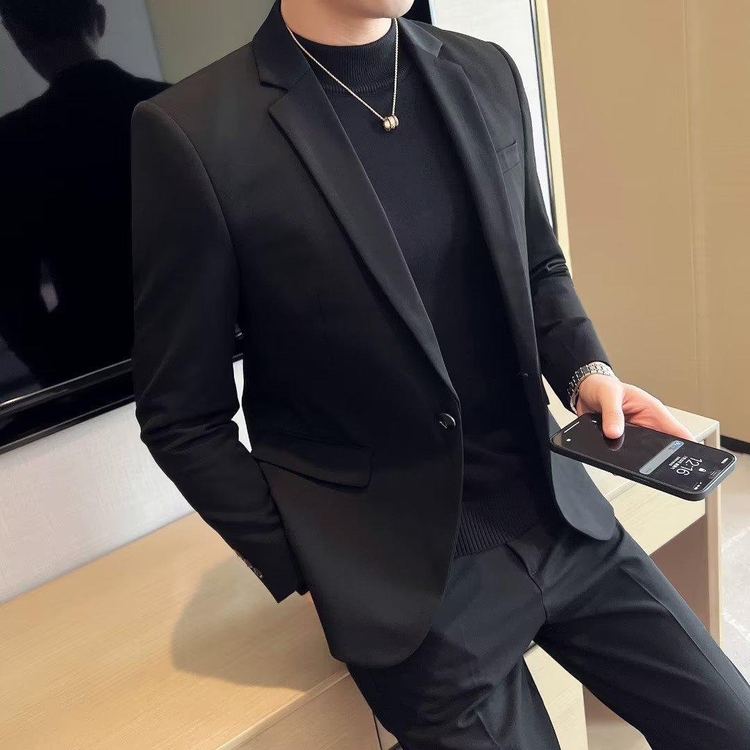 

Мужской приталенный деловой повседневный комплект пиджака в корейском стиле в стиле вестерн S (80-100 jin)