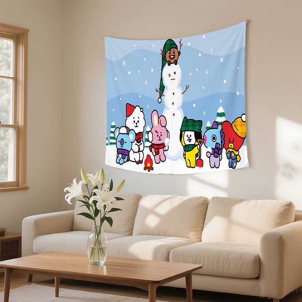 Cute CartoonAbt21S Kawaii Tapestry Wall Hanging Tapestry Art Deco Blanket Curtain Hanging At Home Bedroom Living Room Decor