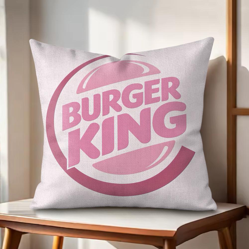 Brand HHun Burger King Cushion Cover Natural Linen Organic Fabric DoubleSided Printing Couch Pillow Covers Home Decor