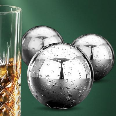 2 Stück 304 Edelstahl Eiswürfel Schnellgefrorene Eiskugeln Eisgekühlter Tatar Whiskey Runde Metall-Eiswürfel Küchenbar-Utensilien