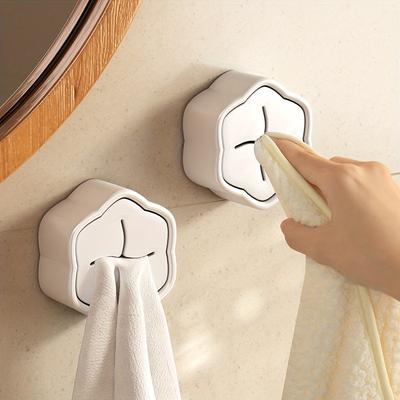 Self Adhesive Wall Hooks Heavy Duty Kitchen Towel Holder Bathroom Organizer No Drill Mounted Storage Rack for Kitchen Bathroom