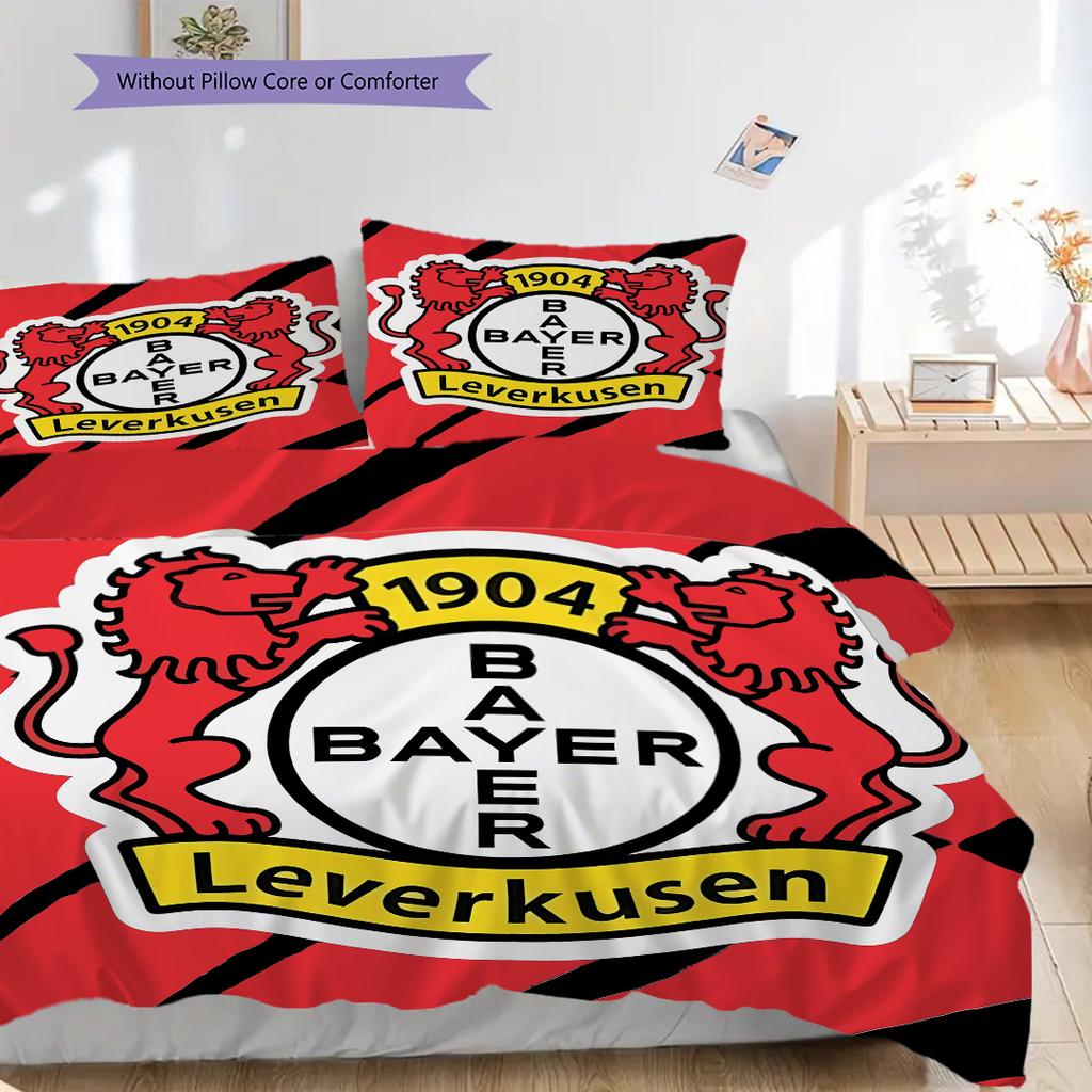 Bayer 04 Leverkusen Pattern Bedding Quilt Set Quilt Cover Pillowcase Home Decoration Birthday Gift (1 * Duvet Cover + 2 * Pillowcase, Without Core)