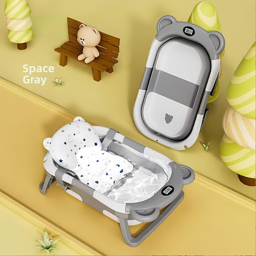 Foldable Silicone Baby Bathtub Comfortable Non-slip Bath Mat Real-time Temperature Durable and Eco-Friendly Infant Bath Tub