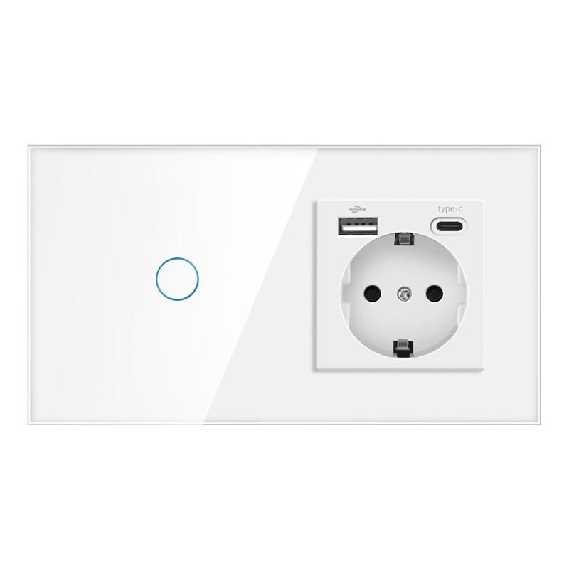 157 European Touch Switch & German Socket with Integrated Glass Panel for Homes