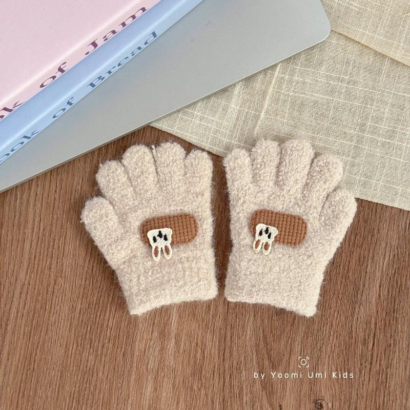 Children's gloves winter thickened infants and young children cold and warm children five-finger boys and girls knitted finger gloves