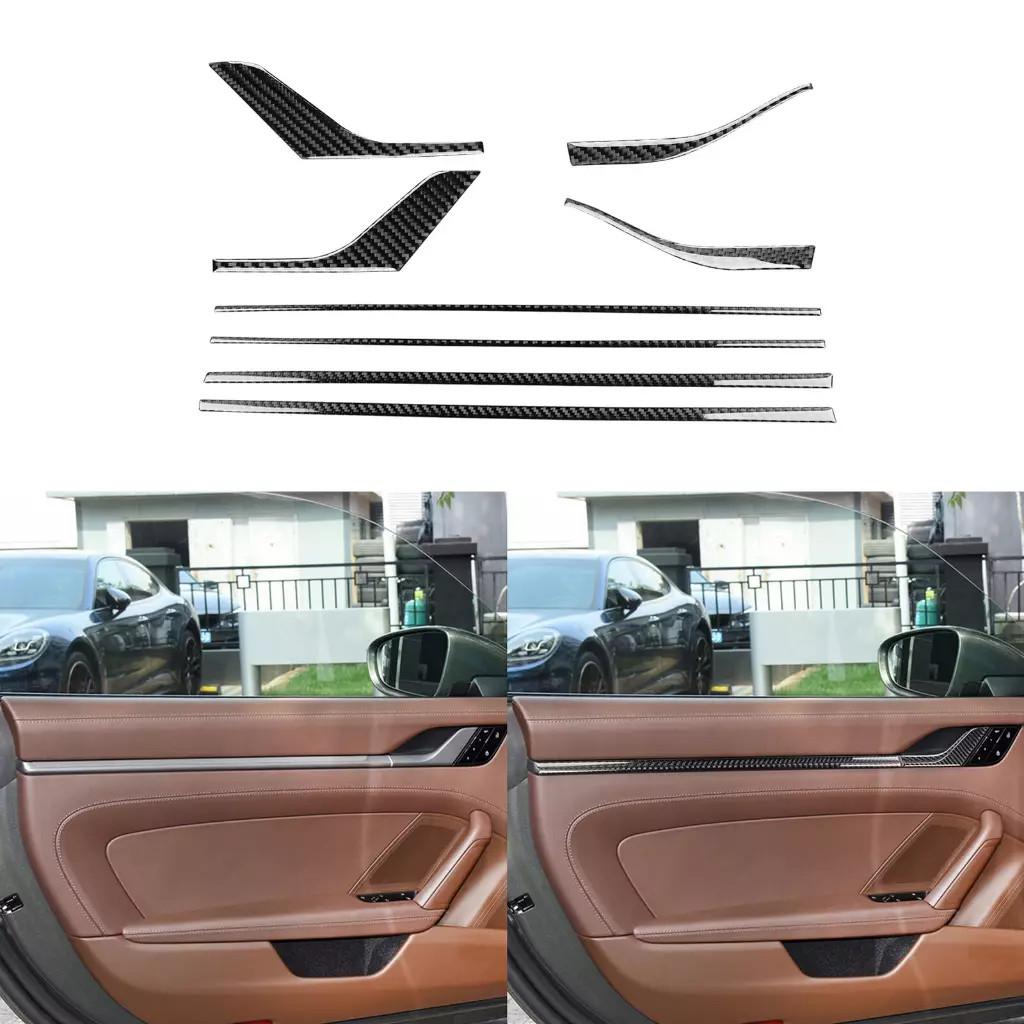 Real Soft Carbon Fiber Car Inner Door Handle Trim for Porsche 911 992 -