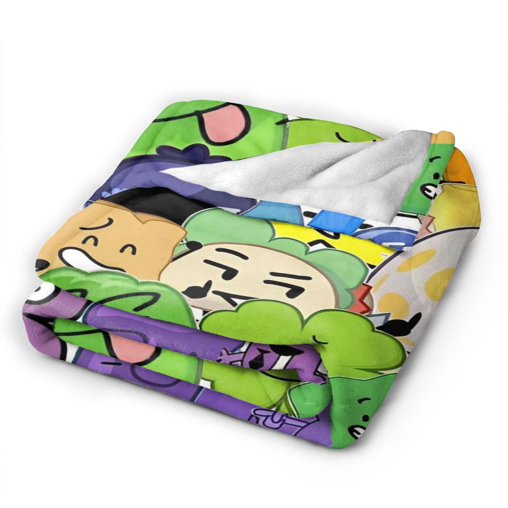 BFDI Inanimate Insanity Flannel Blanket Warm Soft Throw Blanket for Outdoor Travel Office Funny Bedspread Sofa Bed Cover