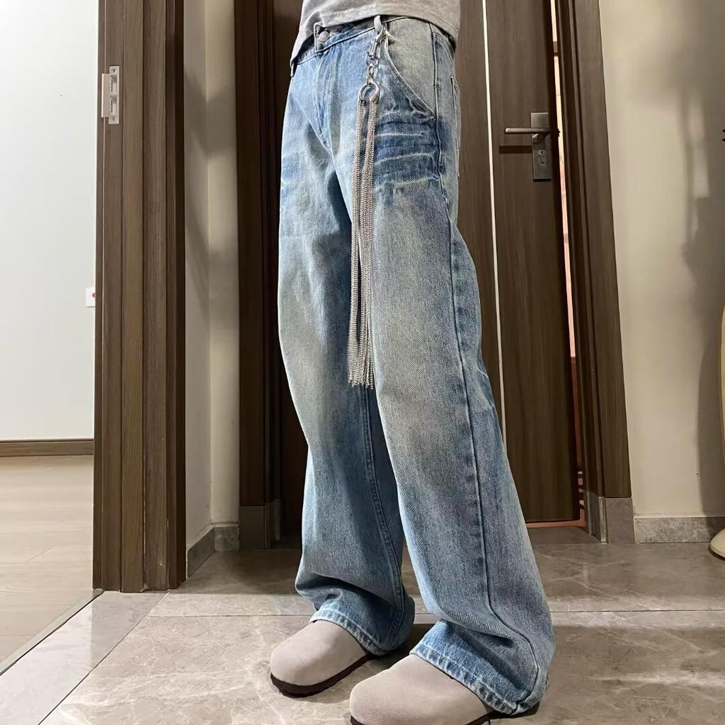 JYL Men's Flare Jeans Autumn Vintage Versatile Loose Slim Casual Denim Pants