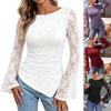 Women S Lace Flared Long Sleeve Pleated Pullover Top