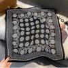68Cm Black And White Floral Scarf Women'S Autumn And Winter Polyester Fiber Scarf Warm Sun Protection Neck Shawl  Hijab