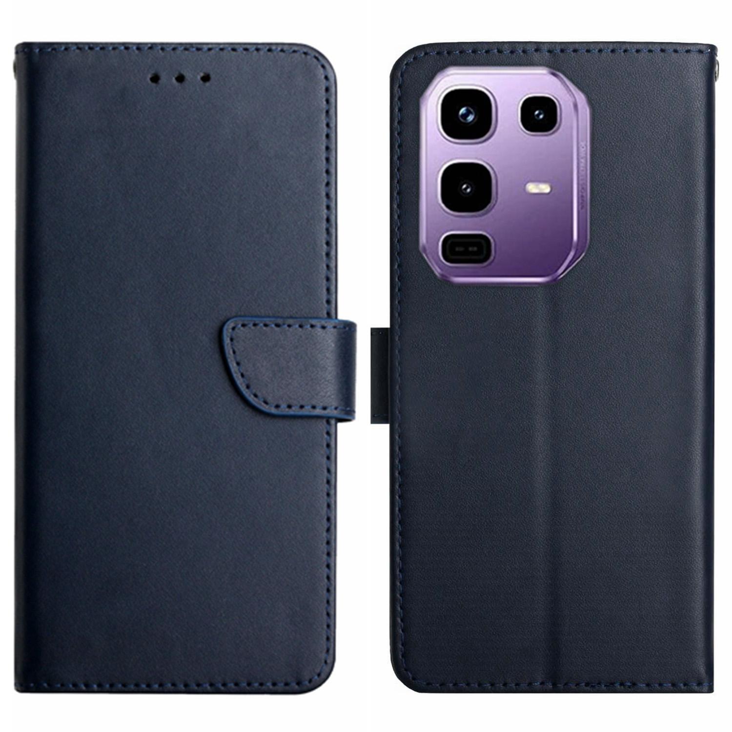 

For Infinix Note 50 Pro 4G/50 4G Case Genuine Cow Leather Phone Cover Nappa Texture Blue