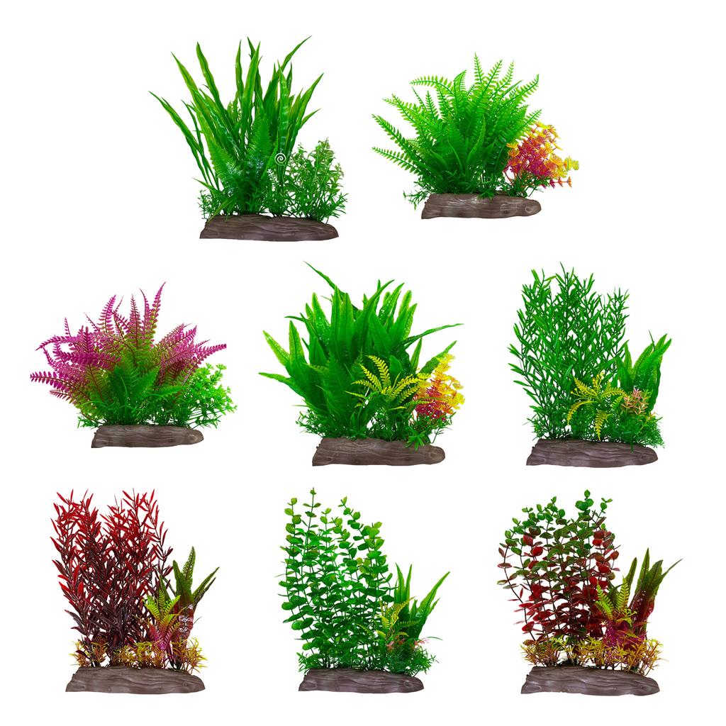 Realistic Artificial Green Plant with Resin Base for Fishtanks Home Office Use Aquariums Underwater Landscape Accessory