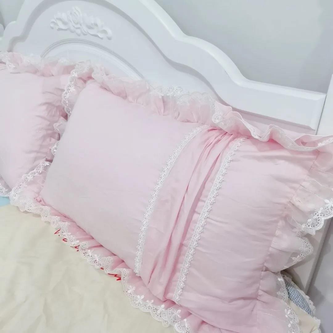 Две пары кружевных хлопковых наволочек «Принцесса» с двойными рюшами