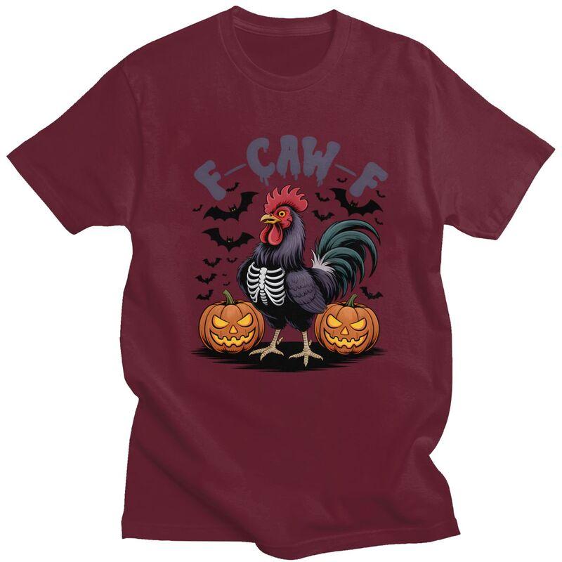 Male FCawF Humor Crow Funny Gothic Chicken T Shirts Round Neck Short Sleeve 100 Cotton TShirt Casual Streetwear Clothing