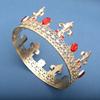 Luxury European and American Retro Baroque Style Crown Gold Gun Tip Shape Large Round Crown with Diamond Crystal Hair Accessorie