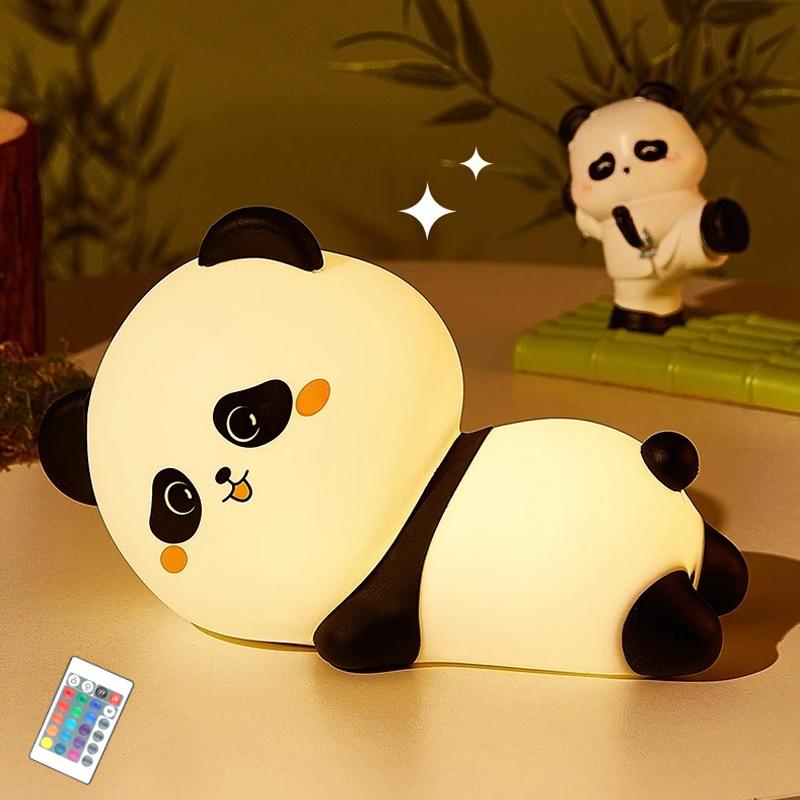 LED Night Light Cute Panda Silicone Lamp 15/30/60 Min Timing Girls Baby Bedroom Nightlight Gift For Breastfeeding Nursery Decor