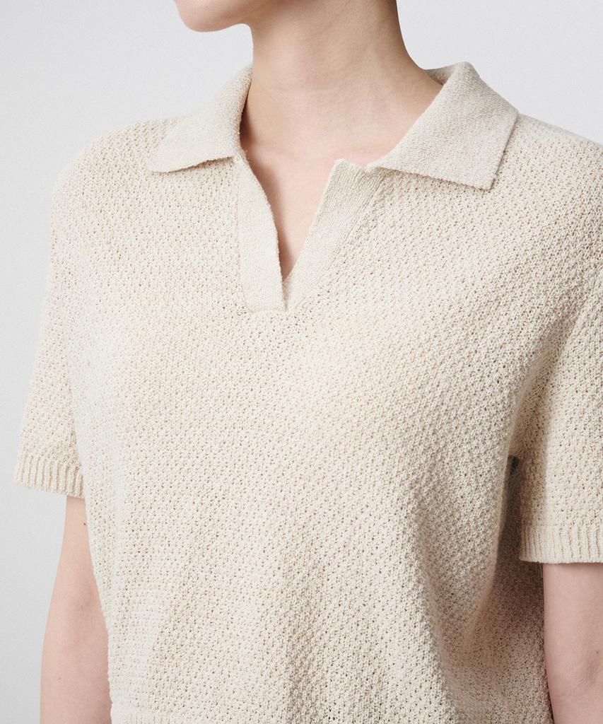 MUSINSA STANDARD WOMAN Women'S Linen Blend Textured Knitted Polo Shirt [Light Beige]