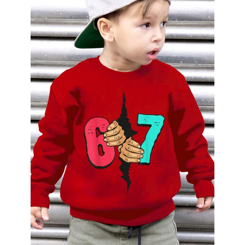 kids unisex Christmas Autumn/Winter Fashion -Lined Sweatshirt with Hand-Torn Effect, Cartoon Print, Loose Fit, Casual Long Sleeve Sweatshirt