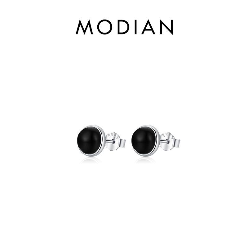 Natural Black Agate Stud Earrings 925 Sterling Silver Round Daily Hypoallergenic Earring 4mm 5mm 6mm Jewelry For Women