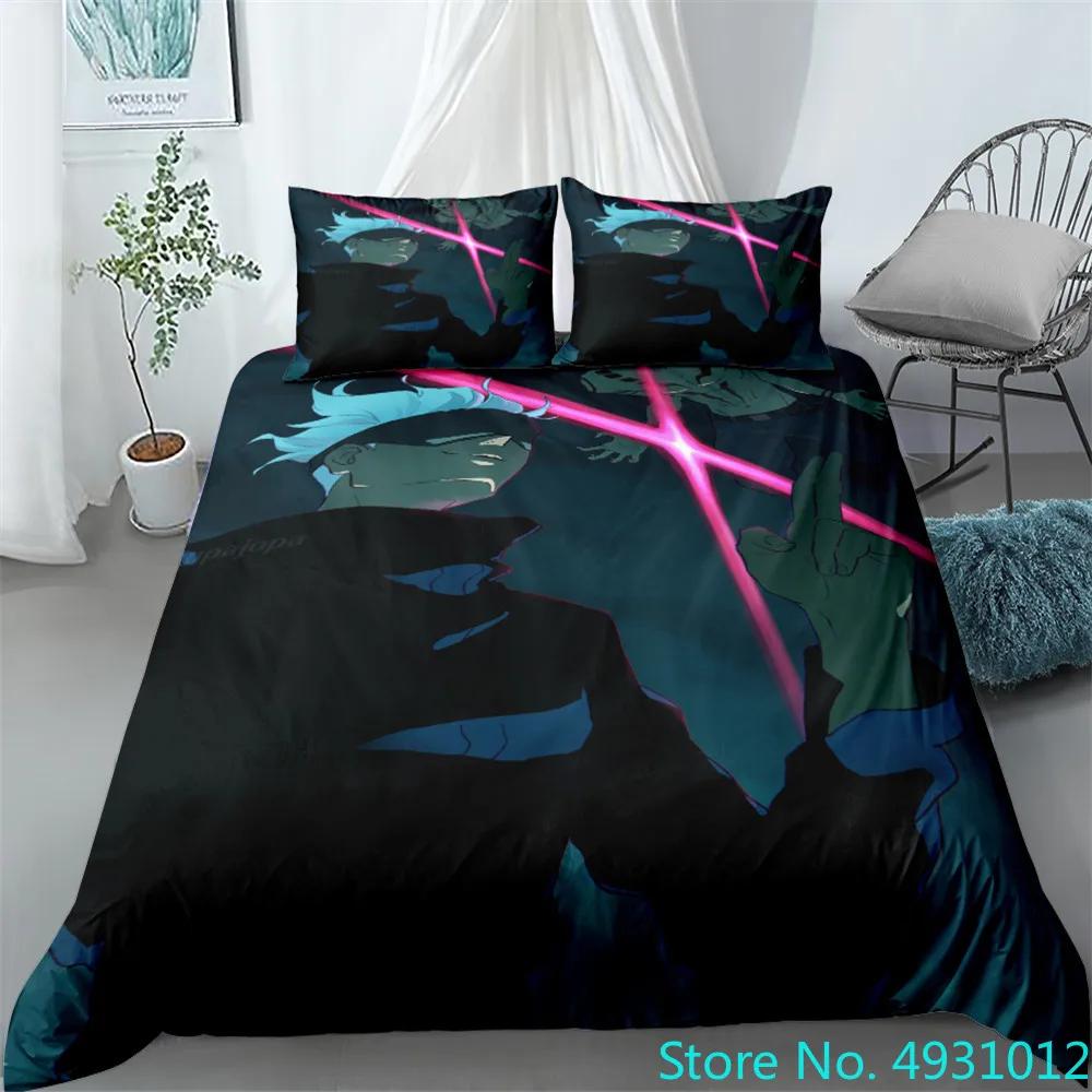 N-Naruto Påslakan Set Anime Kuddfodral Täckeöverdrag Sängkläder Påse Set Queen King Size 3D Digitaltryck Barn Hemtillbehör
