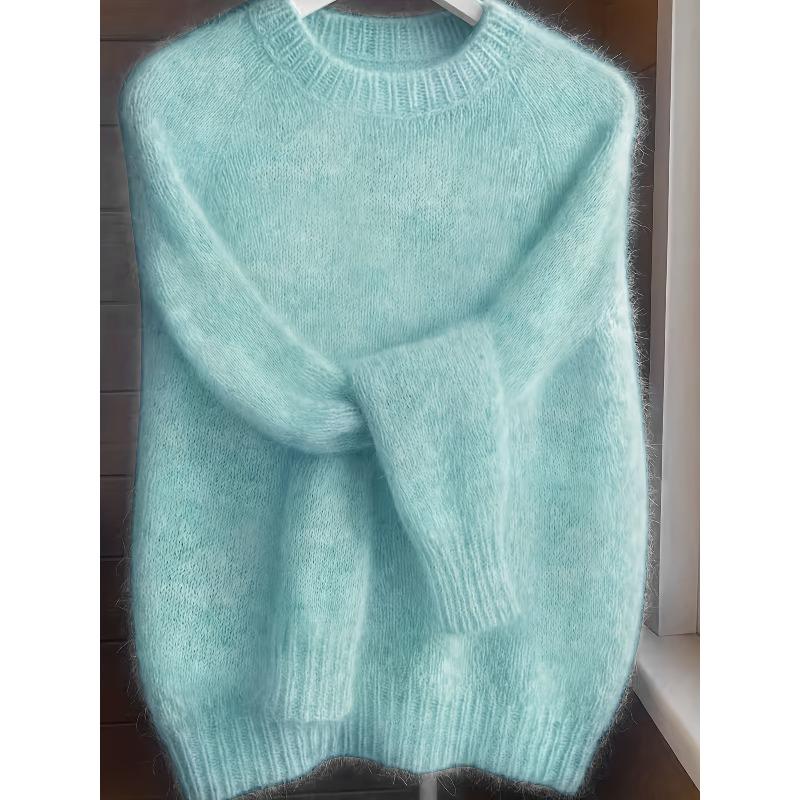 French-Style Round-Neck Sweater, Soft and Cozy, Elegant Design, Perfect for Spring and Autumn Commuting and Outings