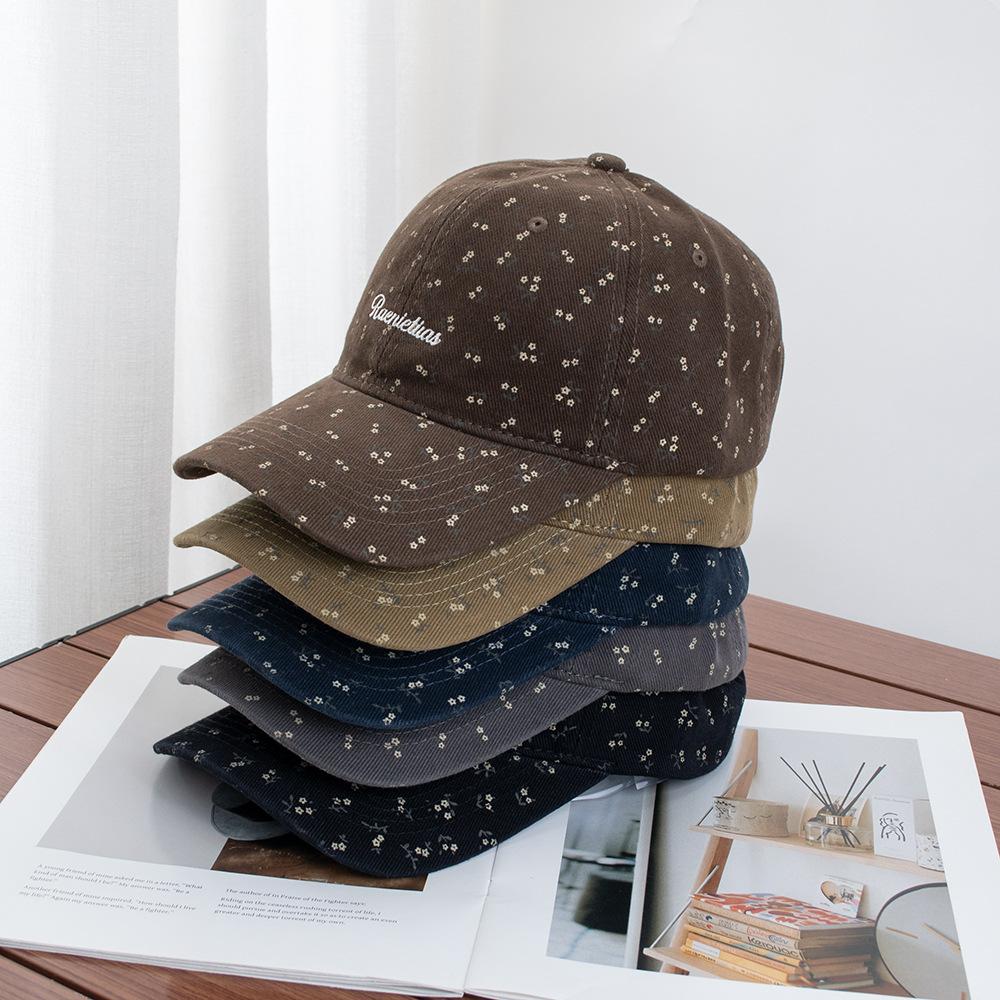 Small floral cap girls sweet age-reducing baseball cap new high-quality wide-brimmed thin hat