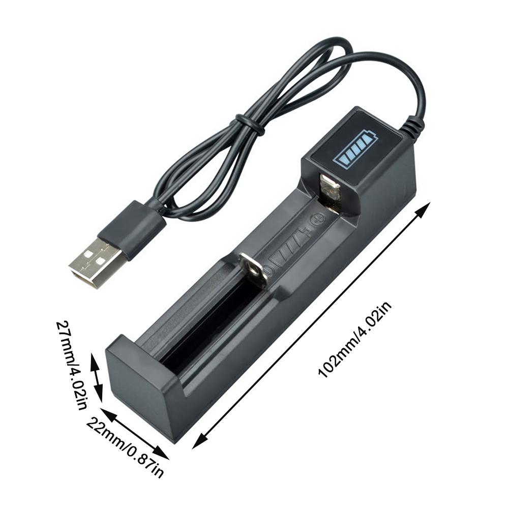 Universal 1 Slot Lithium Battery USB Charger Adapter Smart Charging for Rechargeable Batteries 18650 26650 14500 10440 Charger чёрный