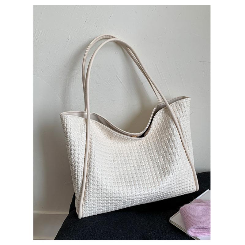 Retro Large Tote Bag, Simple and Elegant, Large-capacity Single-shoulder Bag, Woven Underarm Bag