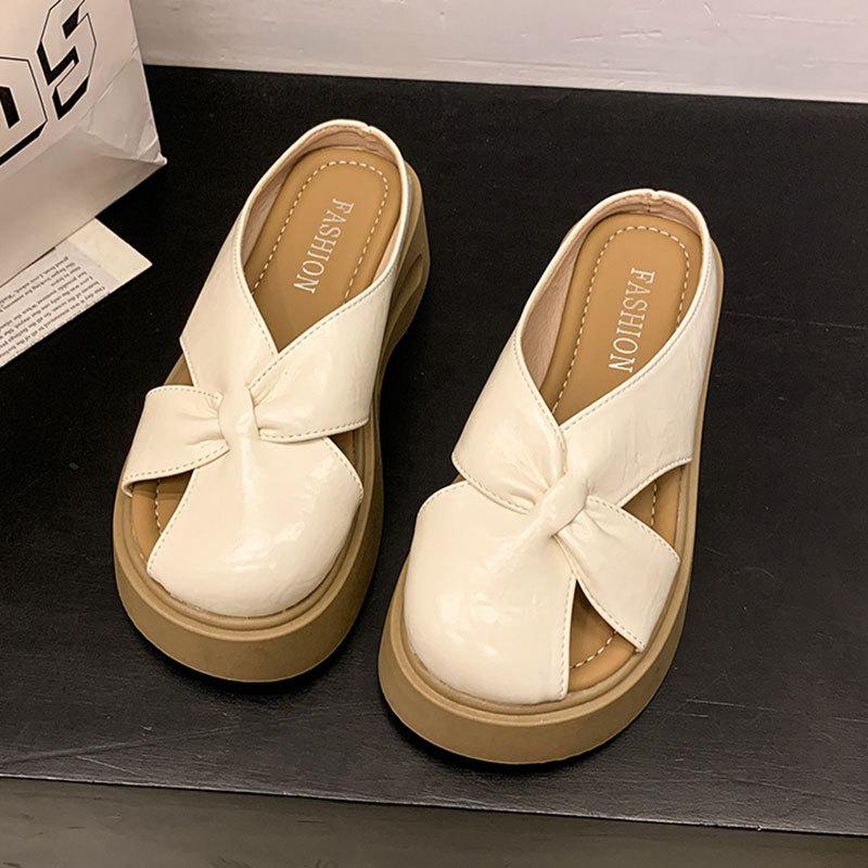 Thick-soled Hollow Bag Head Half Slippers Women's Summer Wear 2025 New One-pedal Small High-end Cool Slippers
