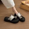 Fashion muffin thick bottom cover toe rhinestone cool slippers women's new summer height increase versatile outer wear foot flip-flops