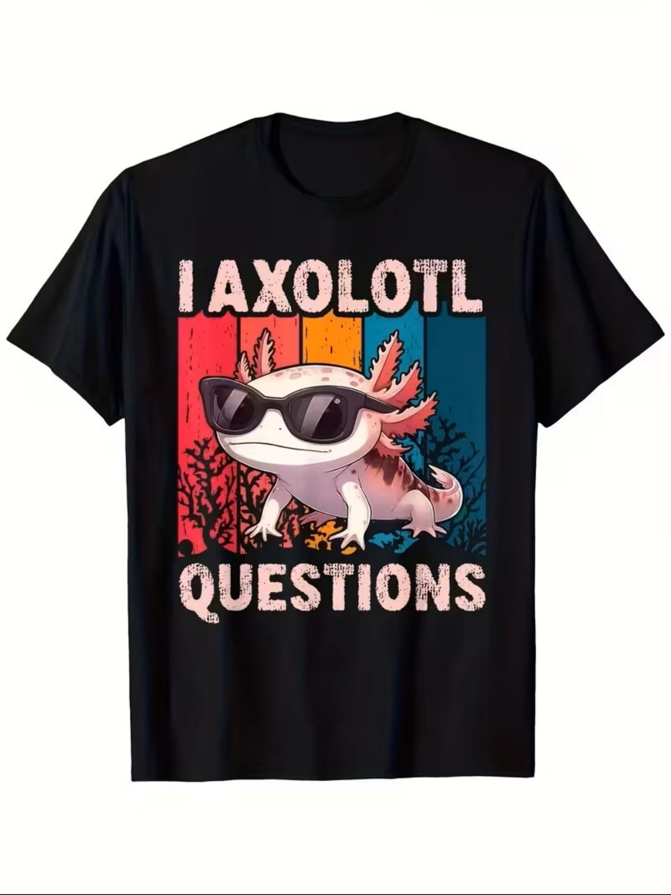 2026 I AXOLOTL QUESTIONGS  Boy Girl T Shirt 2026 New Summer Short Sleeve T-Shirt Cute Style Men s Casual SPORTS Tops - Men s ... S разноцветный