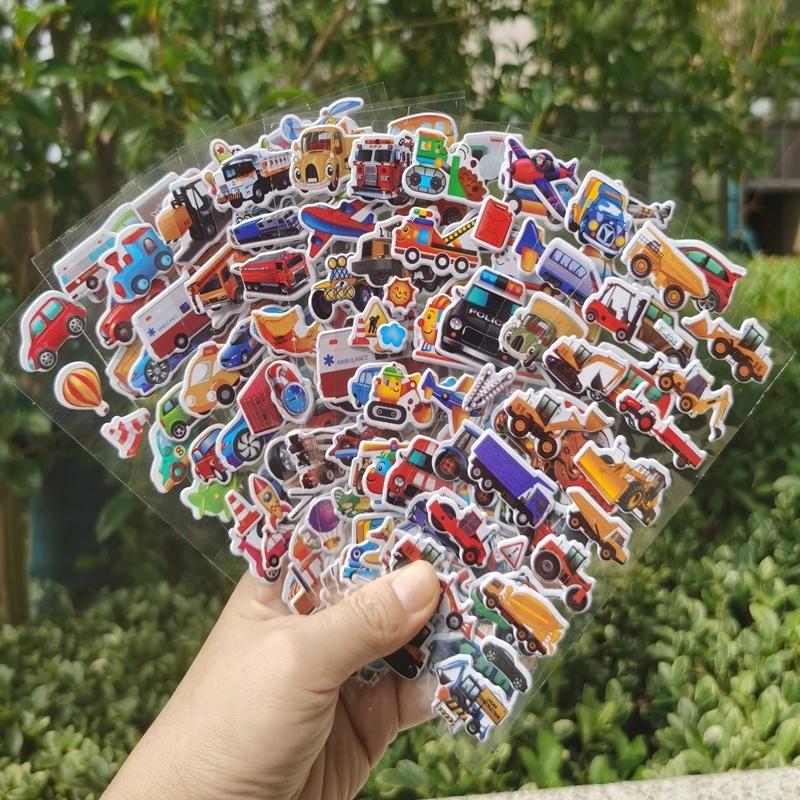 6/12 Sheet 3D Puffy Stickers for Kid Engineering Vehicle Excavator Stickers Cartoon Cars Stickers Toys for Children Gift for Boy