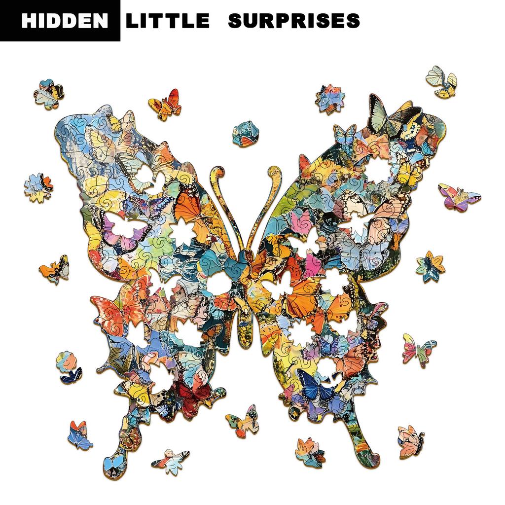 Butterfly Puzzle Wooden Special-Shaped Splicing Toy Decorative Painting Gift Puzzle Decompression Puzzle
