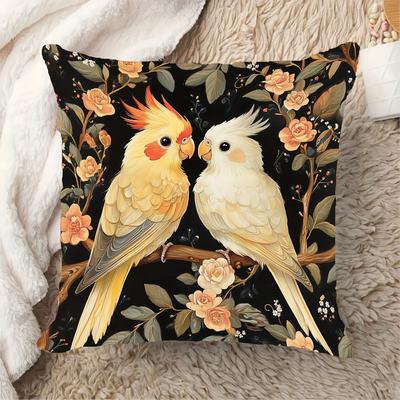 1 Stück Wellensittich Vogel & Blumendruck Kissenbezug, Geeignet für Sofa, Schlafzimmer, Wohnzimmer, Ein heilsames Geschenk für Vogelliebhaber.
